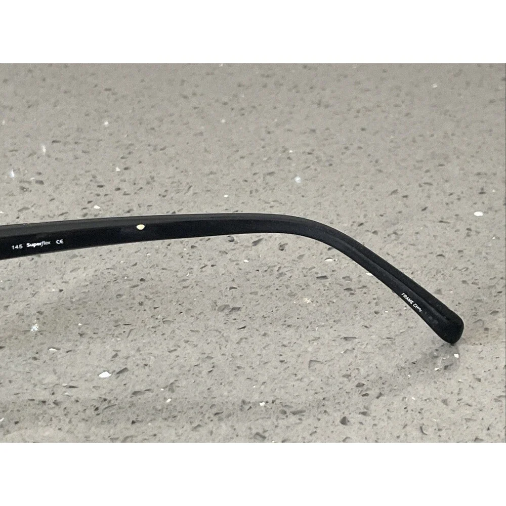 Superflex 377 c.1 54-19-145 Black Half Rim Eyeglasses Frames ONLY Silver